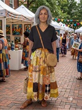 Kantha Maxi Skirt patchwork cotton boho